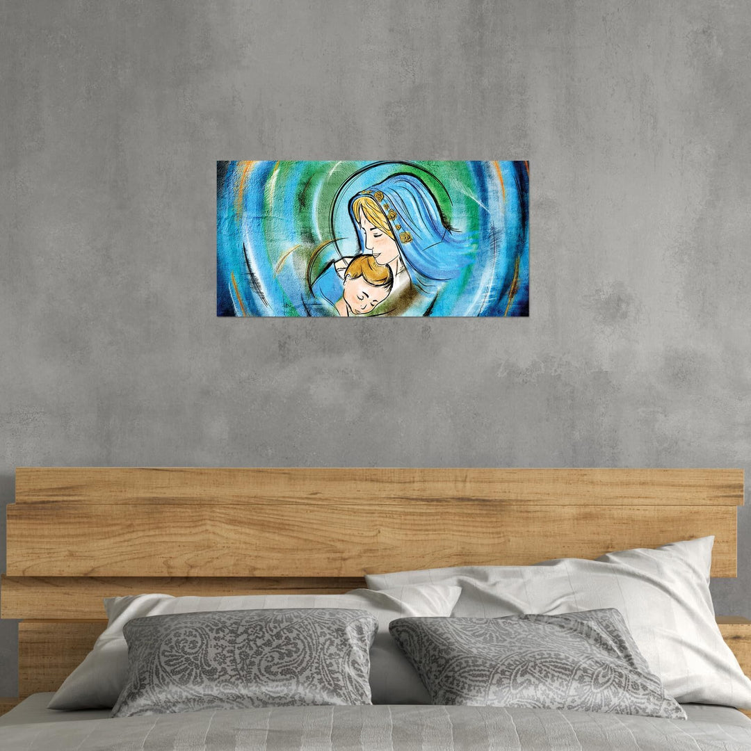 Giallobus - Gemälde - 15 - Religiöses Bild - Umarmung Mariens - Acrylglas - 100x50 - Bereit zum Aufh