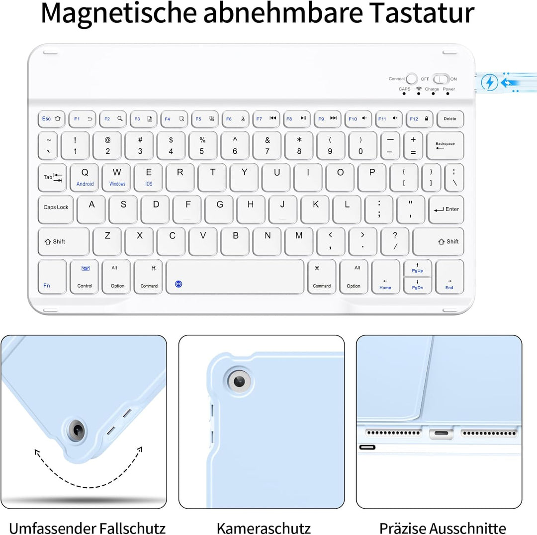 Tastatur Hülle für iPad 9. Generation / 8. Generation / 7.Generation 10,2 Zoll, Magnetisch Abnehmbar