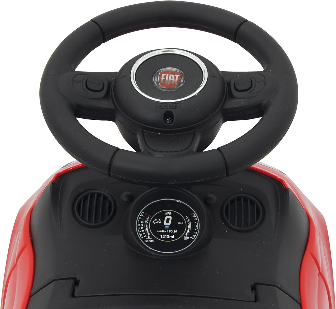 JAMARA 460326 - Rutscher FIAT 500 rot - offiziell lizenziert, Kofferraum unter der Sitzfläche, Schub