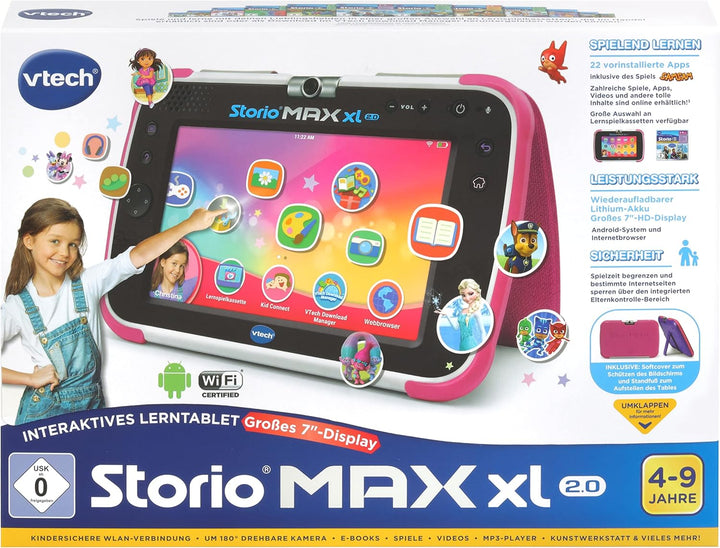 Vtech 80-194654 Storio MAX XL 2.0 Lerntablet Tablet für Kinder Kindertablet, Rosa, Deutsch Version R
