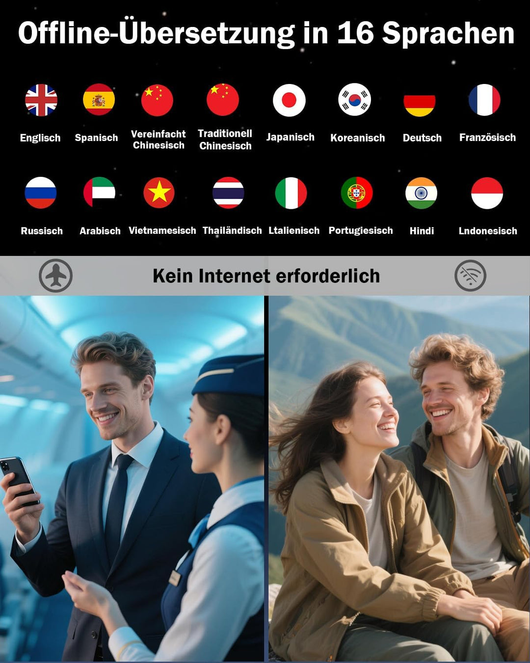 Wooask Sprachübersetzer Ohne Internet, Übersetzer Gerät Testsieger, Translator W12 Übersetzer Echtze