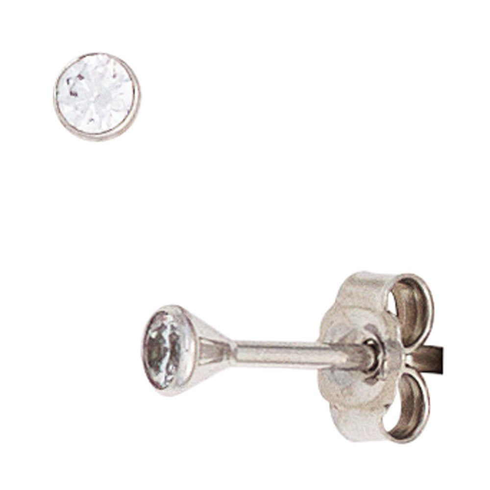 Jobo Damen-Ohrstecker aus 333 Weissgold mit Zirkonia Rund