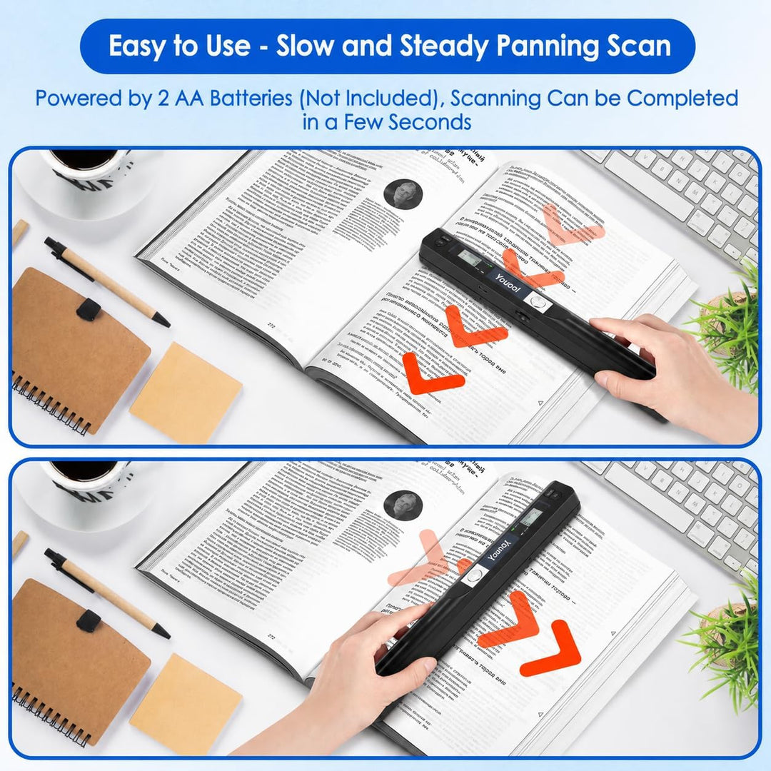 Handscanner Dokumentenscanner, A4 900 DPI Hohe Auflösung Farbfoto Portable Scanner, JPG/PDF Format U