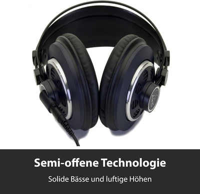 AKG K240 MKII Professioneller halboffener Over-Ear-Studiokopfhörer, selbstjustierender Kopfbügel, Ho