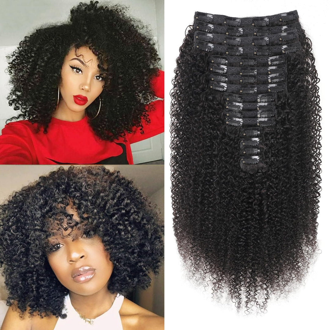 Kinky Curly Clip in Extensions Echthaar.16 Teile 240 g.Invisible Echthaar Perücke Extensions Clip in