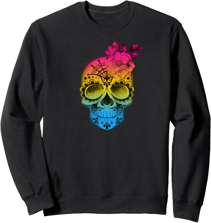 Pansexueller Zuckerschädel Halloween Dia De Los Muertos Pan Sweatshirt