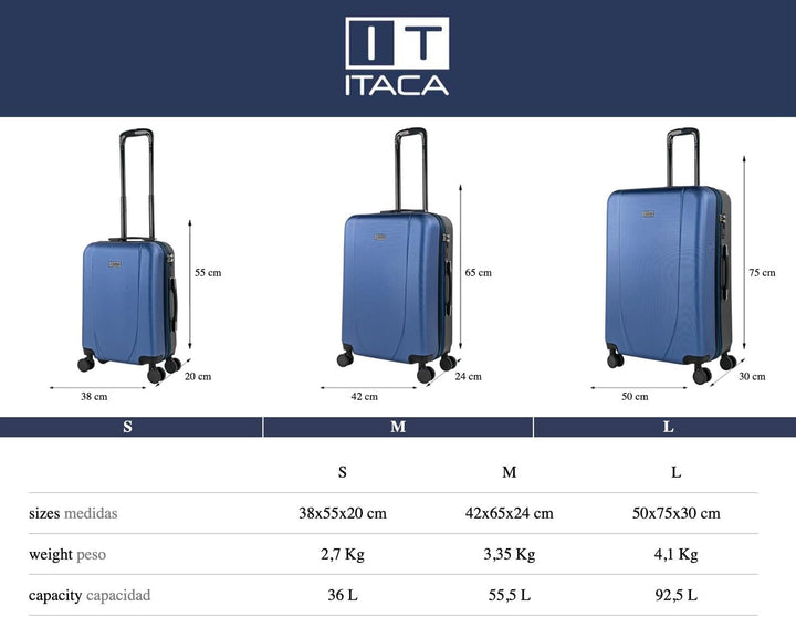 ITACA - Trolley handgepäck Cabin Trolley Koffer reisekoffer hartschalenkoffer mit zahlenschloss - Ka
