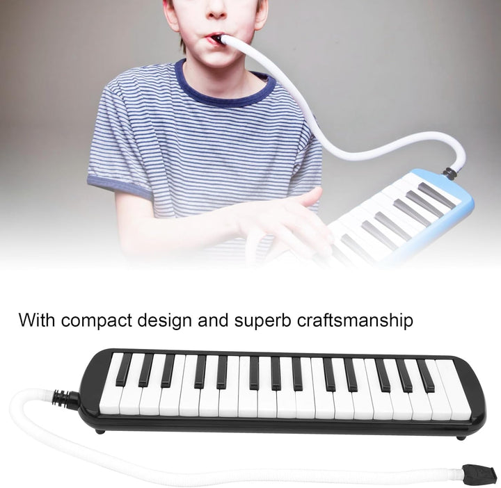32 Tasten Melodica Air Piano Keyboard Musikinstrument mit Tragetasche und Kurzem Mundstück (Schwarz)