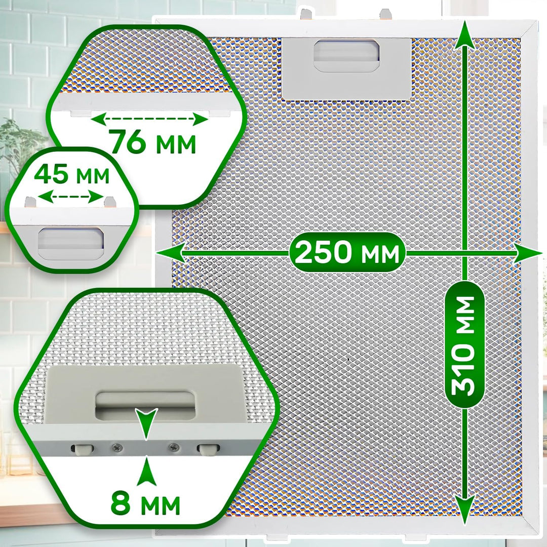 Aluminium Dunstabzugshaube Filter 310 x 250 x 8 mm mit dem Originalcode 00353110 353110 für Bosch fü