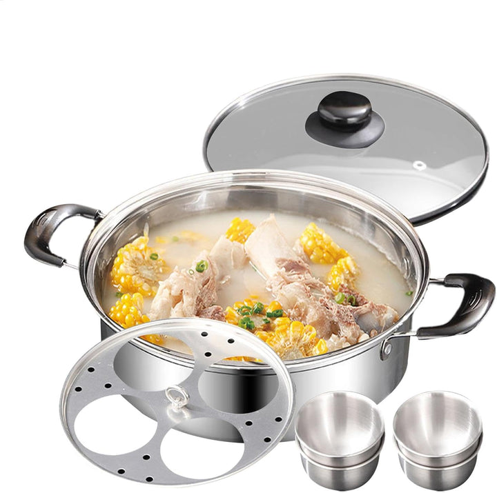 Eierpochierer aus Edelstahl, 4 Tassen, antihaftbeschichtet, Pochierpfanne mit Dampfgarer, rostbestän