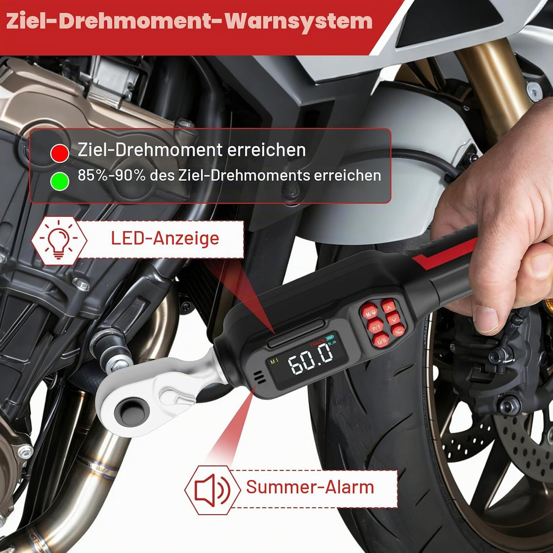 VANPO Digitaler Drehmomentschlüssel 3/8 Zoll(3–60 Nm) für Fahrrad &amp; Motorrad, ±2% Genauigkeit Elektr