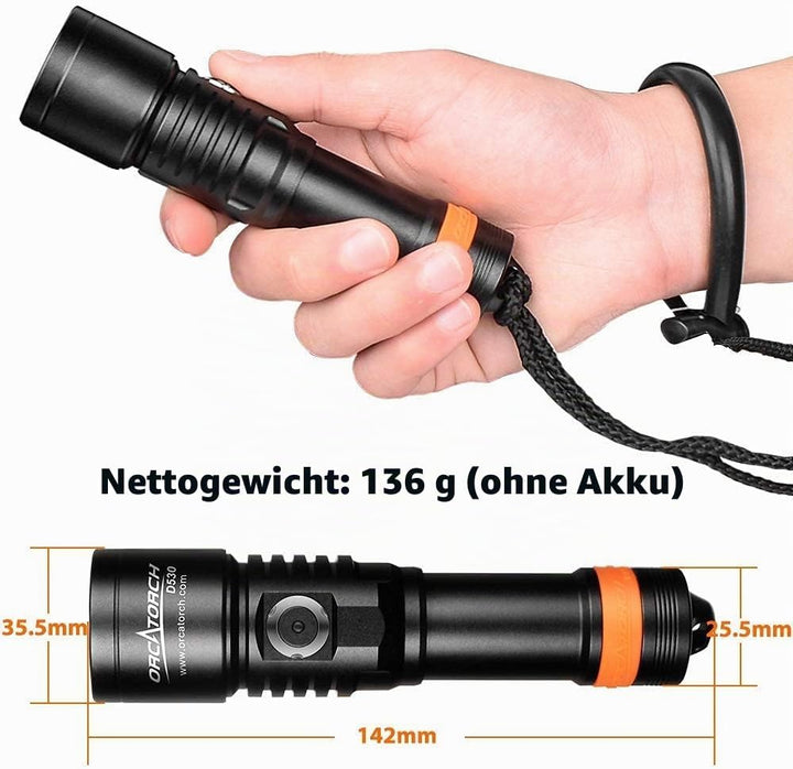 ORCATORCH D530 Scuba Dive Light, 395NM LED UV Licht Schwarzlicht mit 8 Grad schmalem Abstrahlwinkel,
