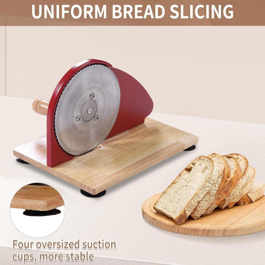Handkurbel -Brotschneidemaschine, Hölzerne Basis -Design -Schnittblätter Einfach zu Bedienen Tragbar