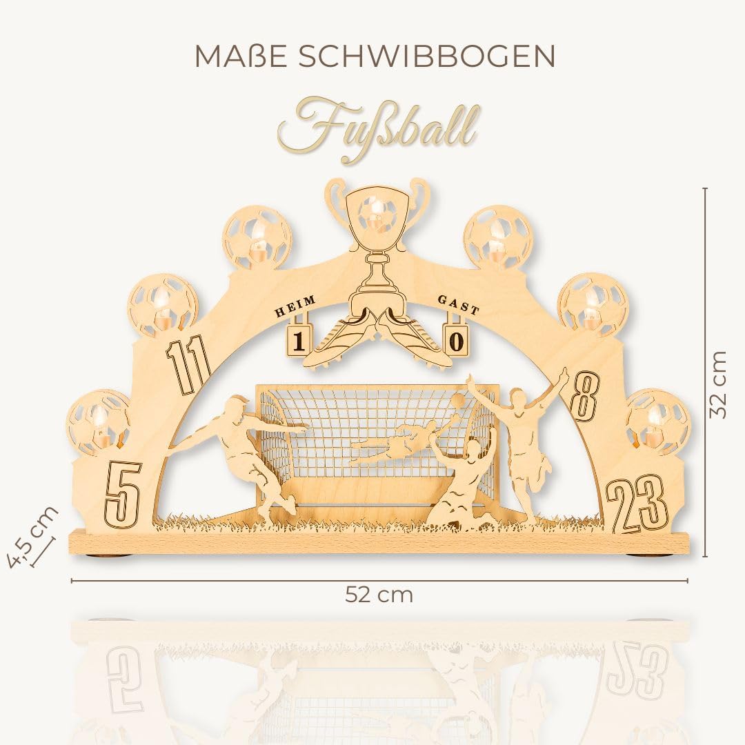 weigla - Schwibbogen original Erzgebirge 7 flg. Fussball - Lichterbogen Weihnachten - 7 x 34 V, 3 W,