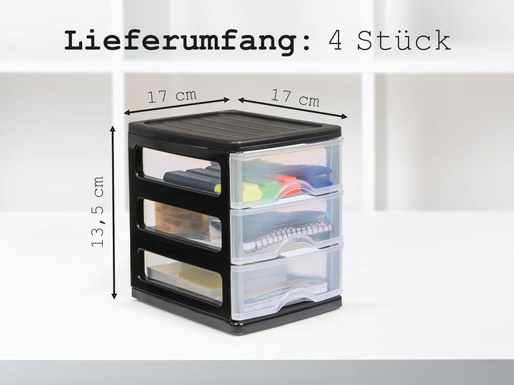 Hausfelder Schubladenschrank, Schubladencontainer, Schubladen Format A6, durchsichtige Schubladen, B