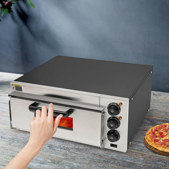 Backofen, Pizza-Ofen, 220V Pizzaofen Edelstahl Einschichtofen, 20L Pizzabackofenmit Ofenhandschuhe,