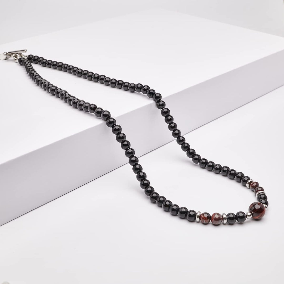 Handgemachte Herren Tigerauge Onyx Perlenkette Kette Natürliche Edelsteine Heilung Kristallschmuck (
