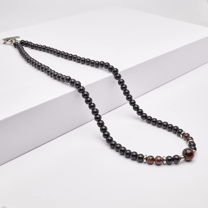 Handgemachte Herren Tigerauge Onyx Perlenkette Kette Natürliche Edelsteine Heilung Kristallschmuck (