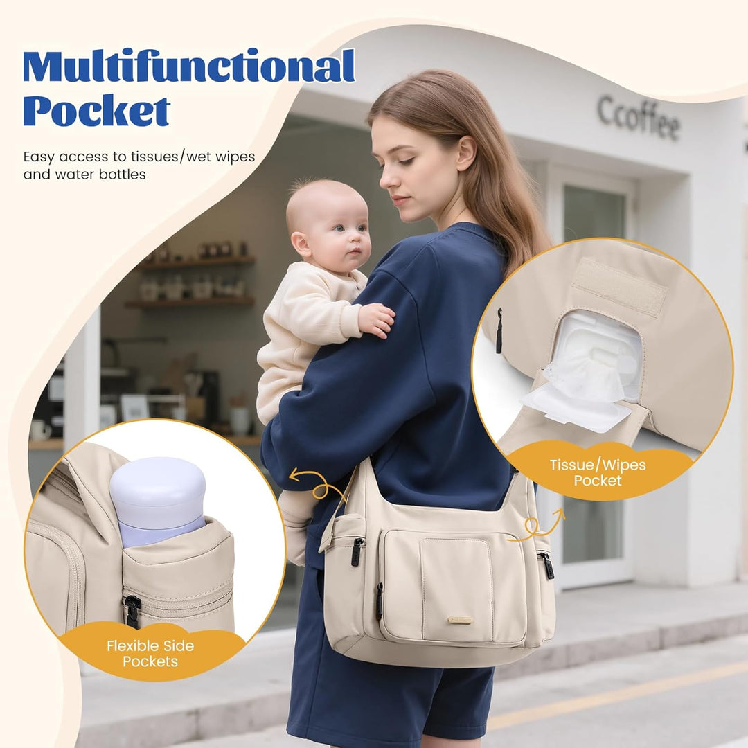 Baby Wickeltasche,Gross 14L Windeltasche für Unterwegs Diaper Bag, Wickelunterlage Multifunktions Lä