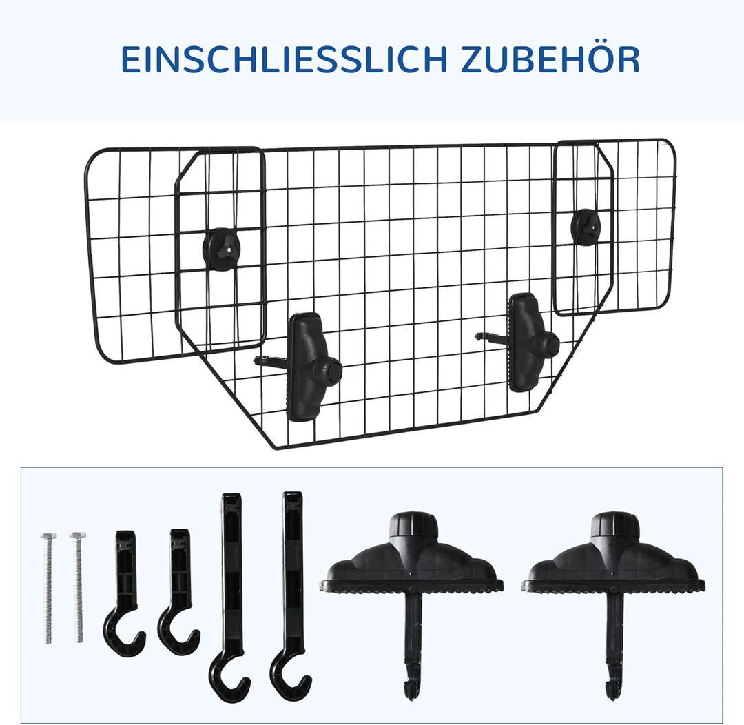 PawHut Hundegitter Auto Universal Autoschutzgitter für Hunde mit Stufenlos Verstellbare Breite, Tren