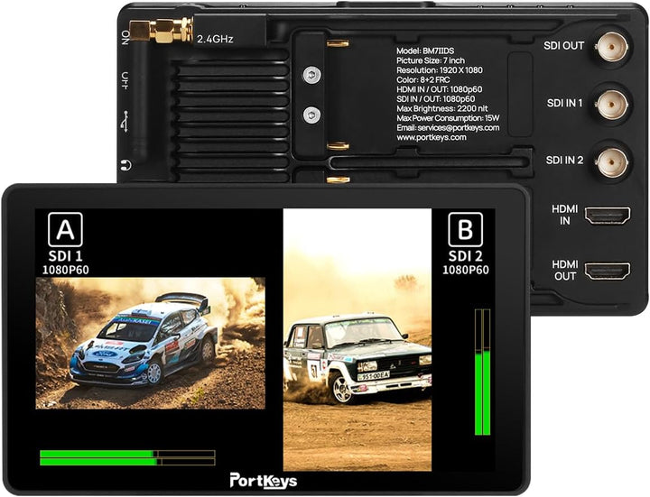 PortKeys BM7II DS Monitor Wireless Camera Control Monitor 7" 2.4G 3D LUT HDM SDI 2200nit Wide Color