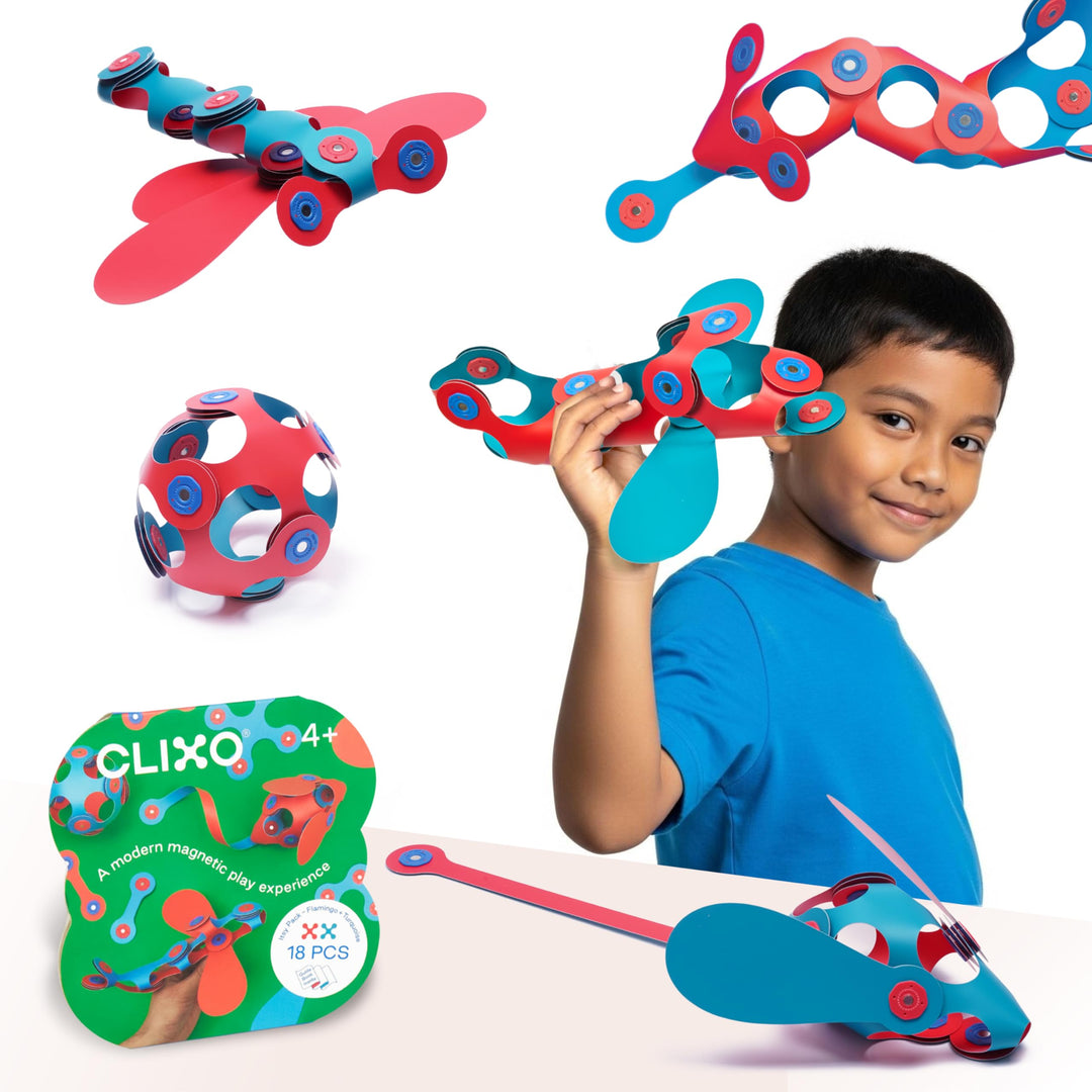 Clixo Itsy Pädagogisches Spielzeug für Kinder ab 4 Jahren, Spielzeug Set mit magnetischen Bausteinen