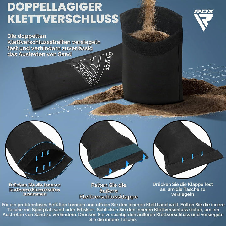 RDX Gewichtete Sporttasche für Krafttraining, Gewichtssack mit 8 Griffe, Gewicht Sandbag ungefüllten