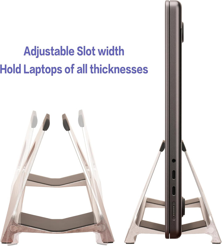 Vertikaler Laptop-Ständer, MacBook Halter mit werkzeugloser Weitenverstellung, Hochwertiger Aluminiu