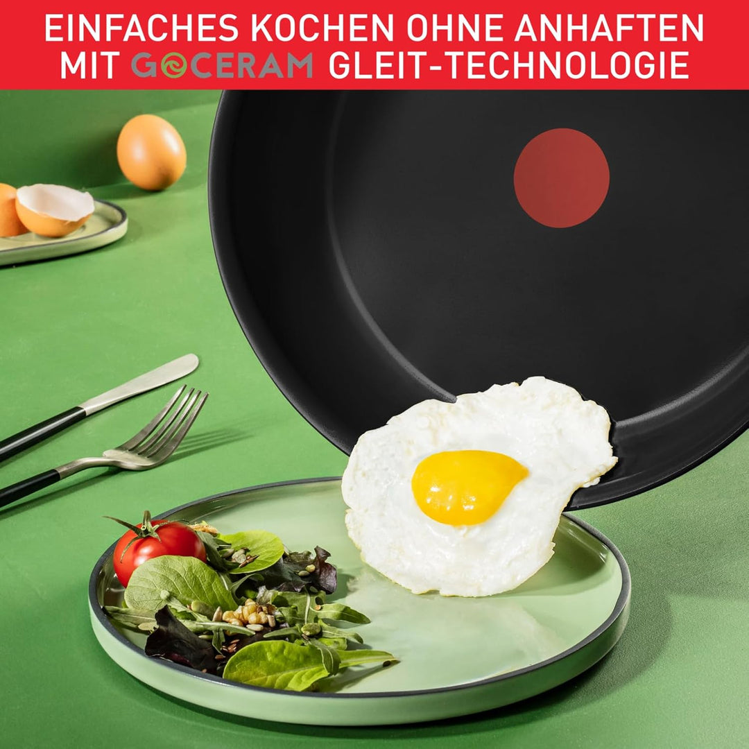 Tefal Duetto On Pfannen-Set, 3-tlg. 20/24/28 cm, Go Ceram keramische Antihaftbeschichtung, Thermo-Si