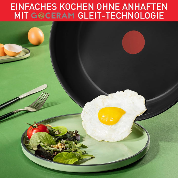 Tefal Duetto On Pfannen-Set, 3-tlg. 20/24/28 cm, Go Ceram keramische Antihaftbeschichtung, Thermo-Si