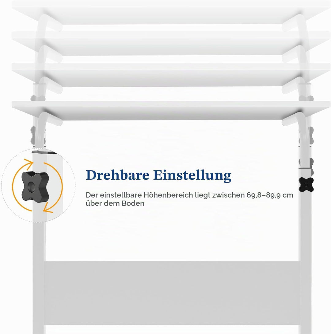 soges Computertisch Laptoptisch höhenverstellbar PC-Tisch mit Rollen, Oberfläche mit Einschnitt als