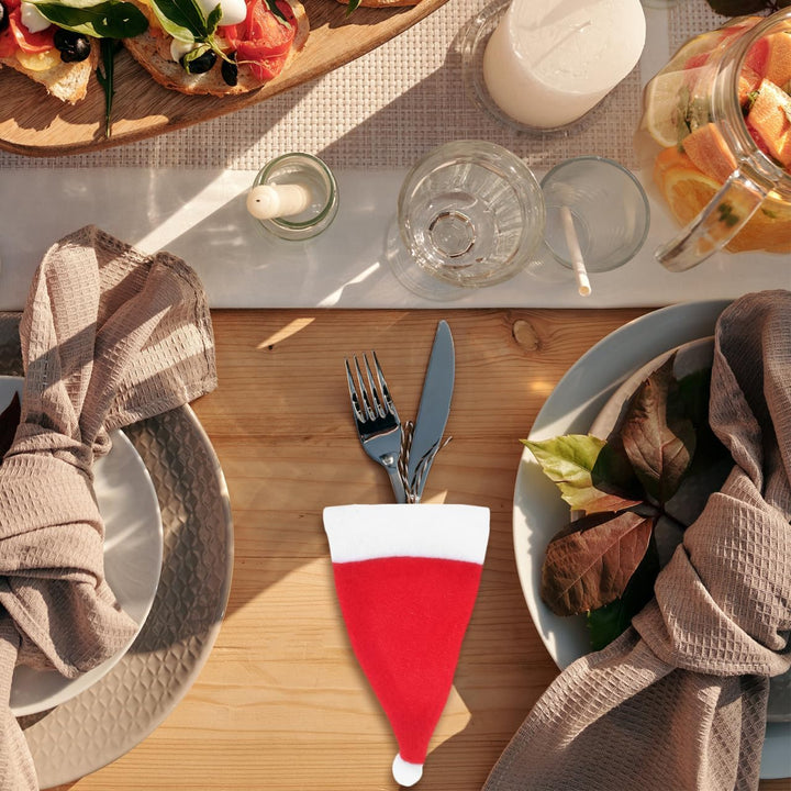BESPORTBLE 24 Stück Weihnachten Besteckhalter Küchenbesteck: Weihnachtsmann Mini MüTzen Dekorative W