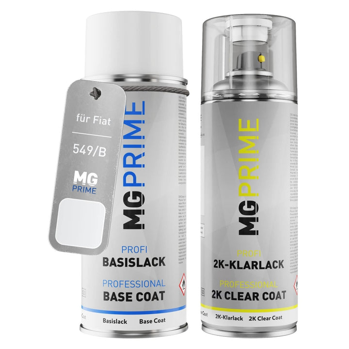 MG PRIME Autolack 2K Spraydosen Set für Fiat 549/B / 549 Bianco/Ducato Weiss Basislack 2 Komponenten