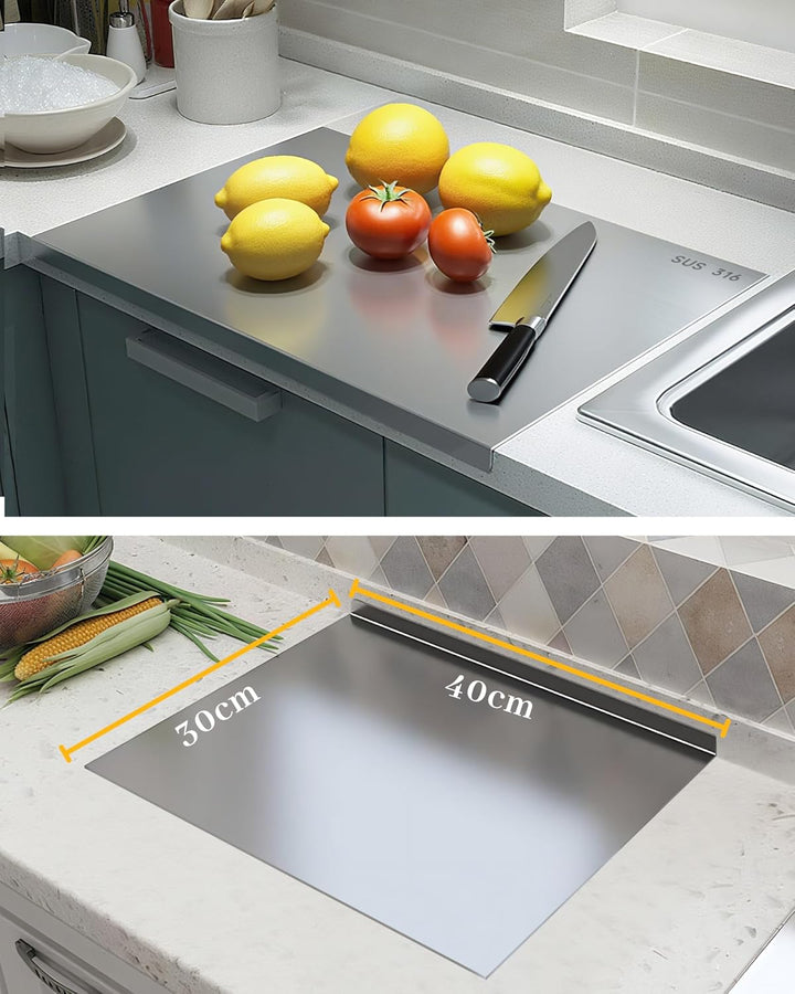 JanYoo Arbeitsplatte Knetbrett 316 Edelstahl Schneidebrett 40x30cm, 2mm Dicke Cutting Board, Küchenp