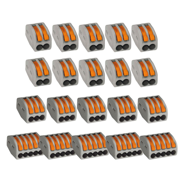 WAGO 222 Klemmen 2 polig, 3 polig und 5 polig 0,08 bis 4mm², Verbindungsklemmen mit Hebel, Kunststof