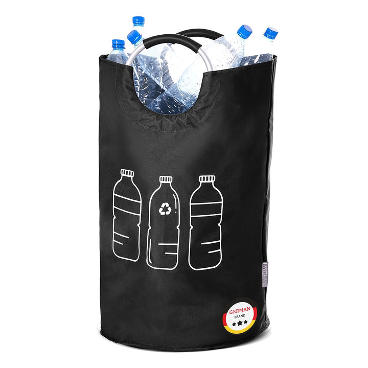 Faltbarer Pfandflaschen-Sammelbehälter faltbar Schwarz - Wasserdichter Flaschensammler grosser Korb