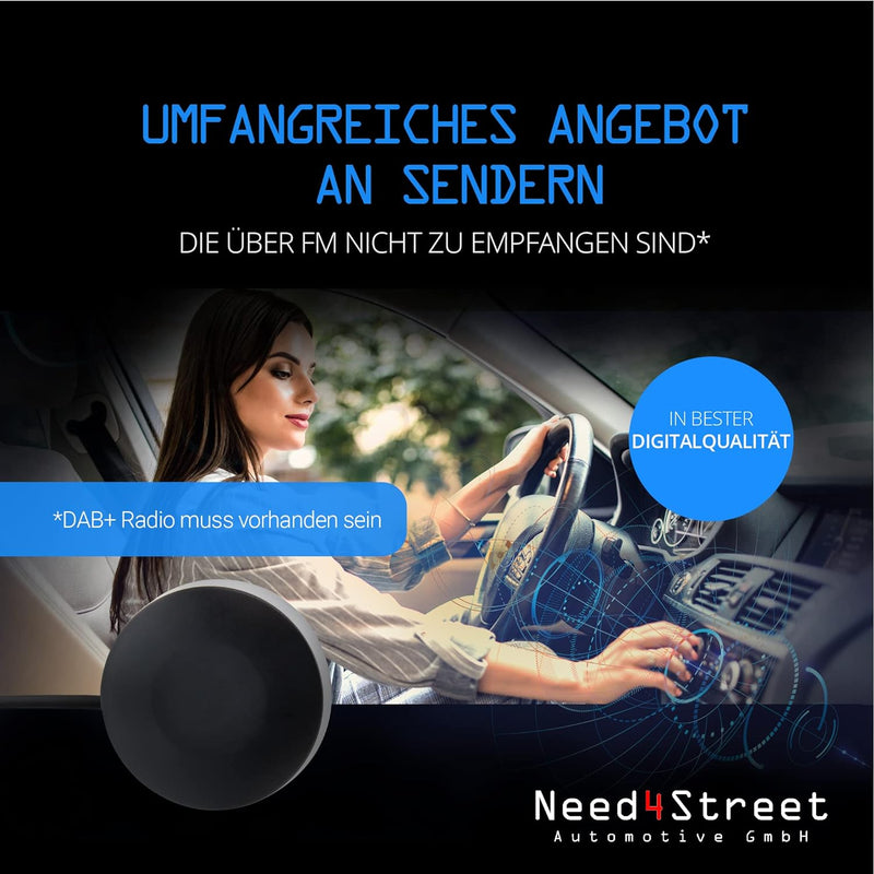 Need4Street DAB+ Antenne zum Nachrüsten des Autoradios, Stecker SMB, Kabellänge 250cm, Autoantenne m