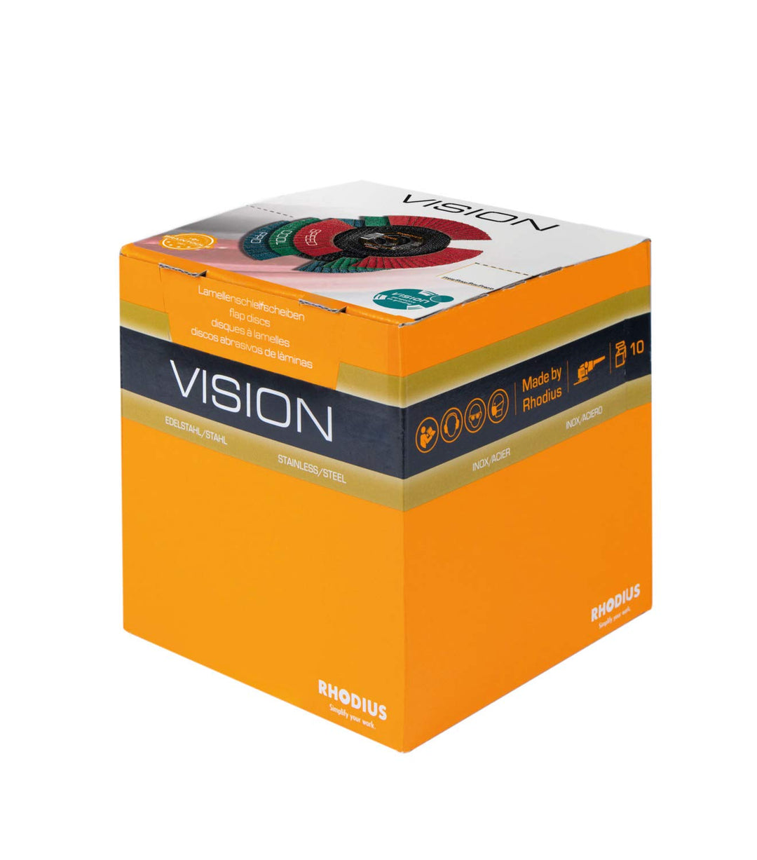 10x Rhodius Fächerschleifscheibe VISION PRO 125 x 22,23 Korn 80