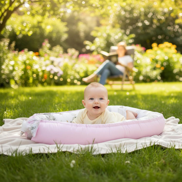 PIMKO Pink Babynest Babynestchen für Baby Kuschelnest 2-seitig Babykokon für Säuglinge und Neugebore