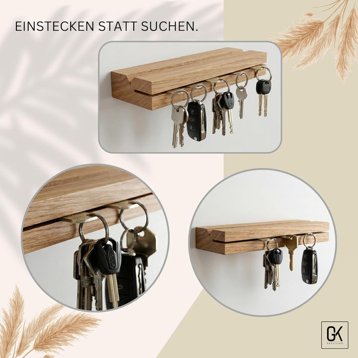 GK KRAUTLING | Schlüsselbrett MAGNETISCH aus Holz, modern | Eiche | Schlüssel Organizer | Schlüsselb