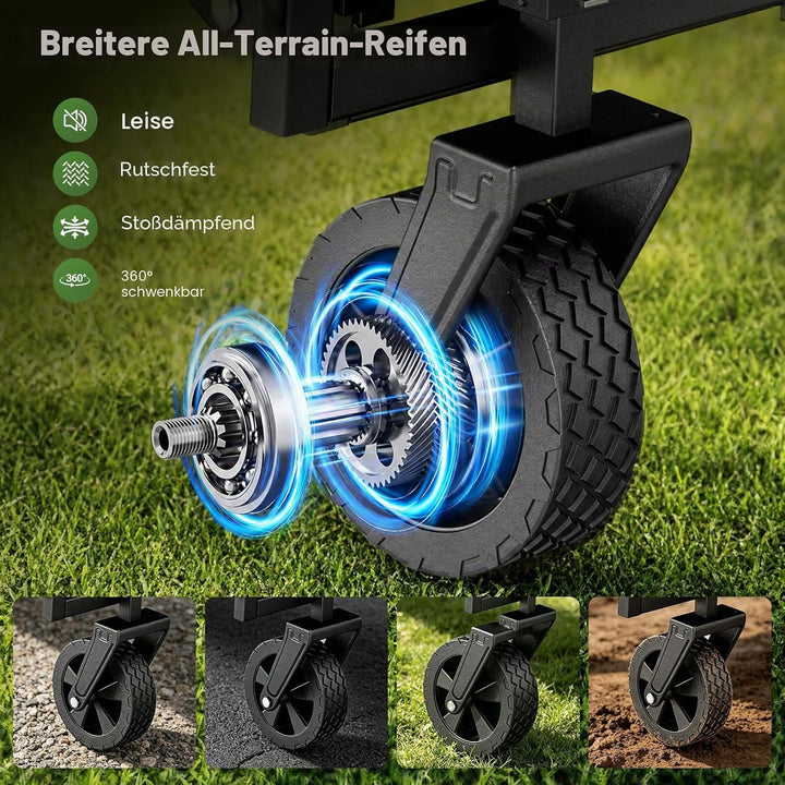 Bollerwagen Faltbar 70L/70KG Tragkraft – mit Bremsen, Handwagen mit Klappbarem Griff &amp; Abnehmbaren R