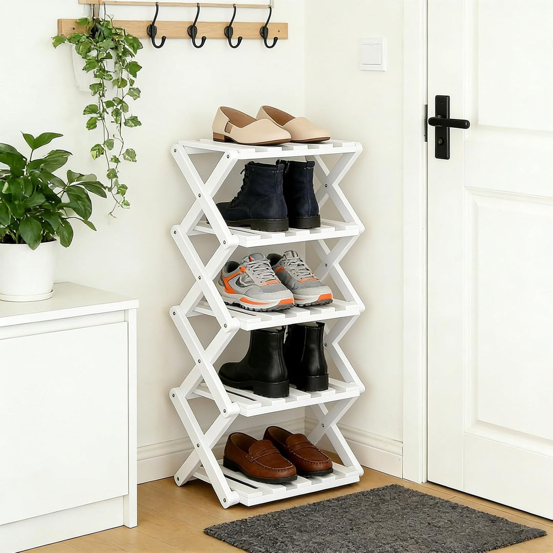 Faltbare Schuhregal, Bambus Kleines Schuhregal Vertikales Schuhregal Freistehendes Regal für Korrido