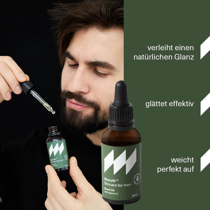 Monolit - Bartöl für Herren mit Avocadoöl, Jojobaöl, Arganöl und Vitamin E 30 ml - Flasche mit Pipet