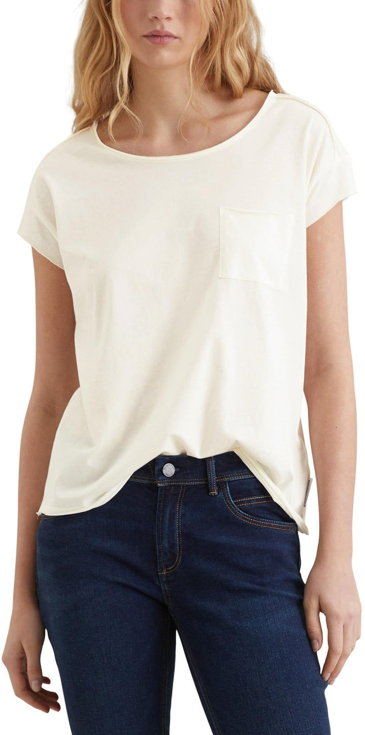 Marc O'Polo DENIM T-Shirt – Basic Damen Top – Relaxed Fit – Organic Cotton M Weiss, M Weiss