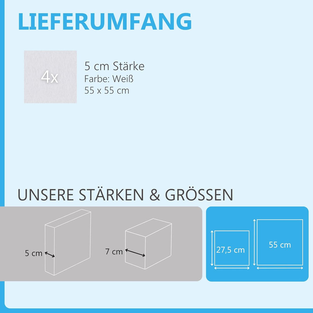 platino24 Schallabsorber COLORE aus Basotec G+ I Akustikpaneele mit Akustikfilz I 4 Wand-Paneele in