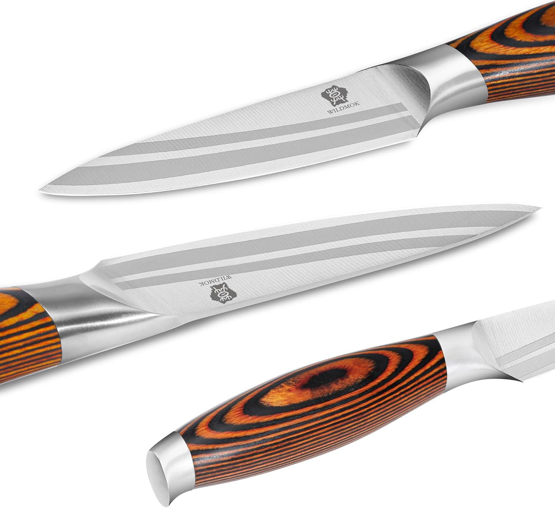 WILDMOK 9cm Schälmesser, Obst und Gemüsemesser Küchen Messer Klein Edelstahl Obstmesser Ergonomische