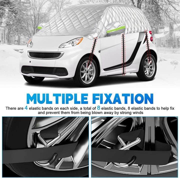 Hagelsichere Autoabdeckung Winter Passend für Smart Fortwo 2006-2025, Auto Halbgarage Abdeckplane Wa