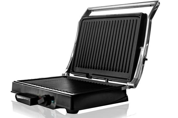 BEHOME Elektrische Grillpfanne mit doppelter Grillplatte aus Gusseisen, antihaftbeschichtet, 1800 Wa