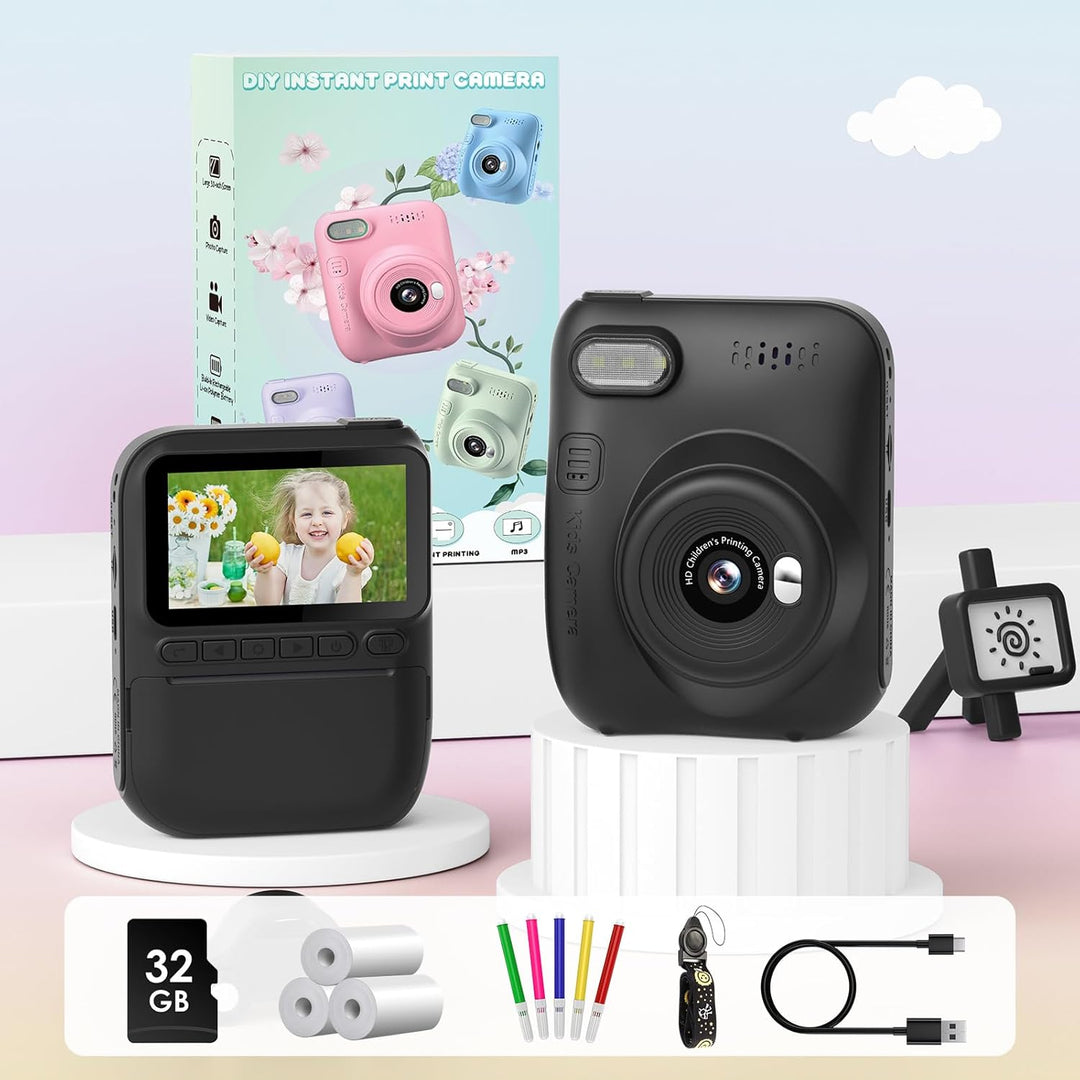 Sofortbildkamera Kinder,14MP 3.0 Zoll Bildschirm Kinderkamera Sofortbildkamera mit 32G Karte, 1080P