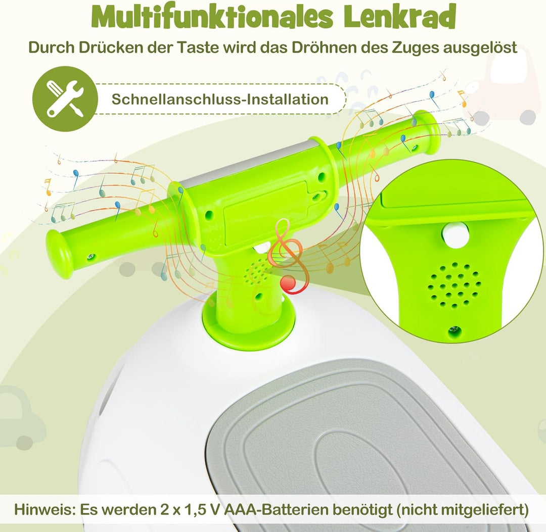 COSTWAY Rutschauto, Rutschfahrzeug mit Hupe & Stauraum unter dem Sitz, Schiebauto in Lokomotive, Rut